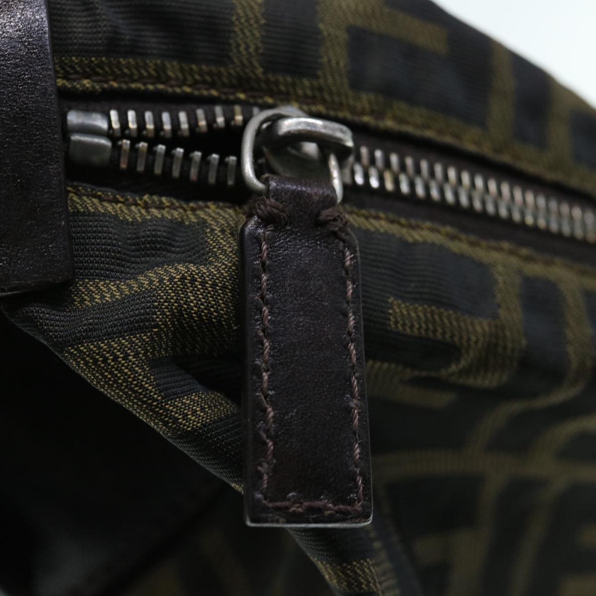 FENDI Zucca Canvas Shoulder Bag Black Brownbs11305
