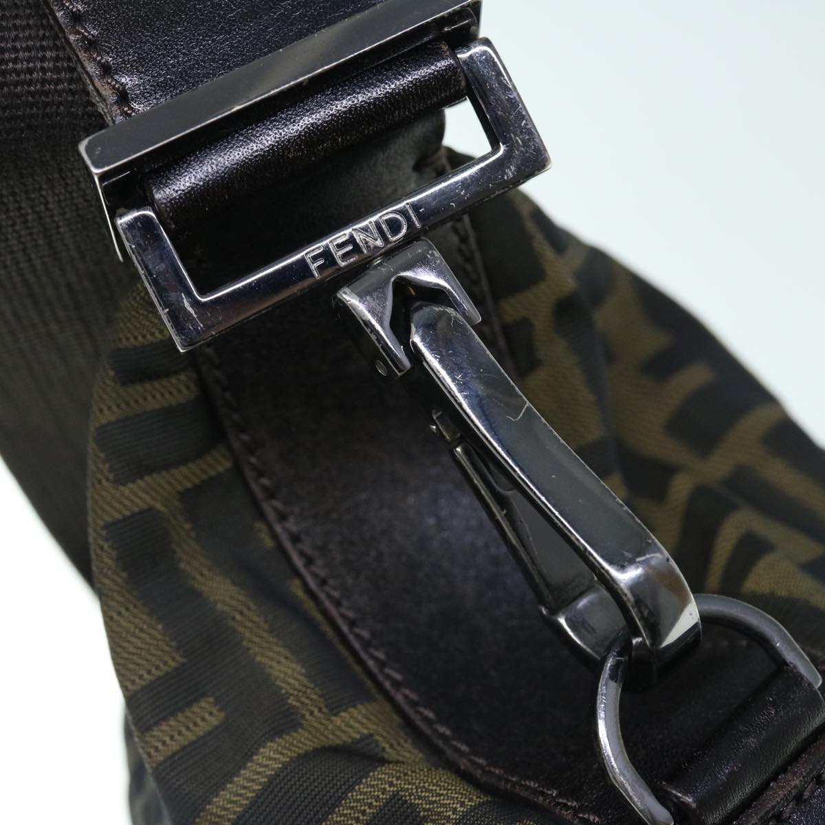 FENDI Zucca Canvas Shoulder Bag Black Brownbs11305