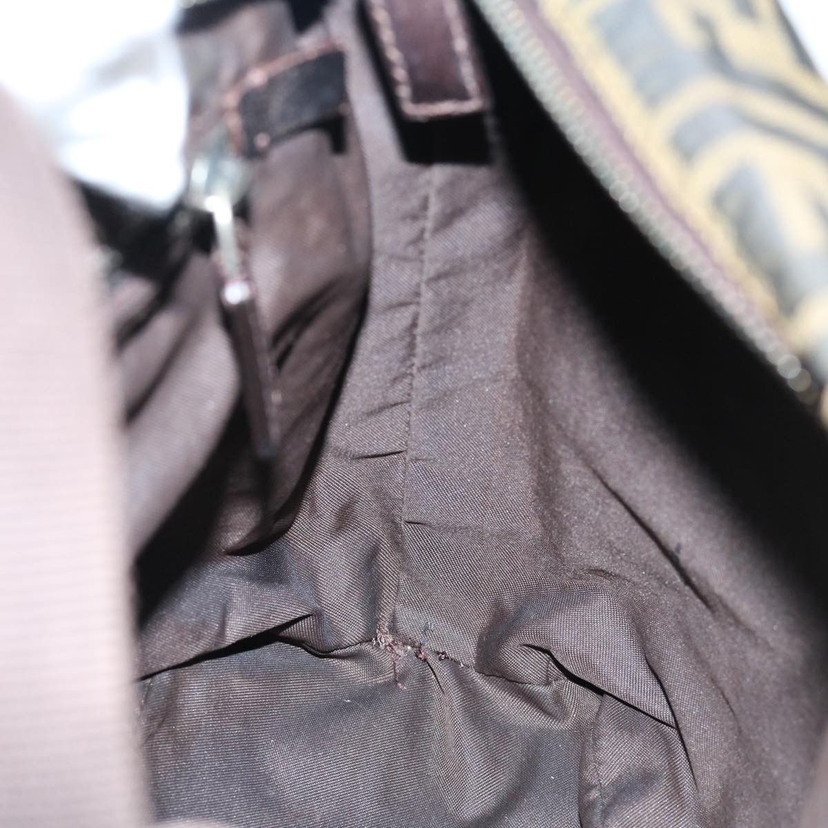 FENDI Zucca Canvas Shoulder Bag Black Brownbs11305