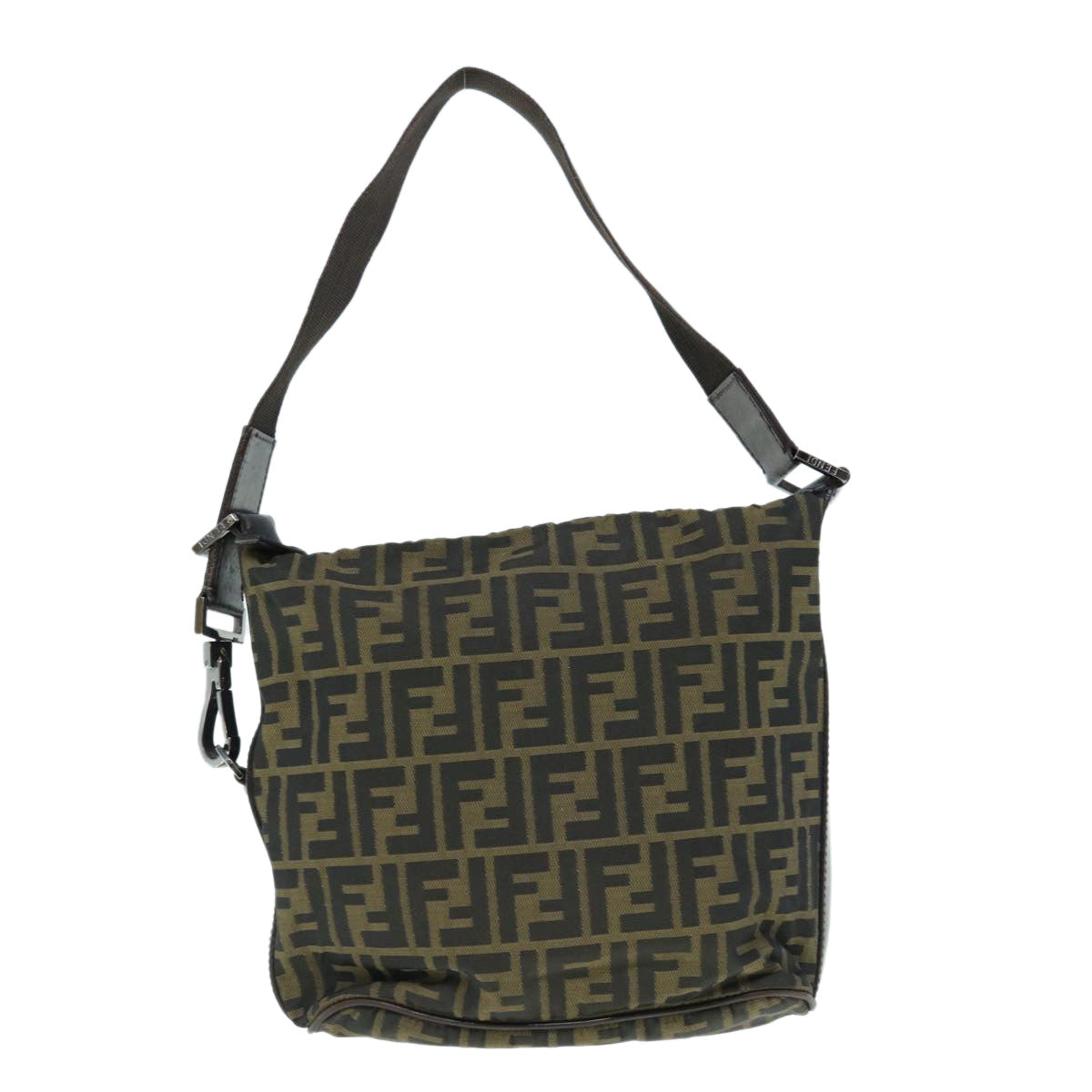 FENDI Zucca Canvas Shoulder Bag Black Brownbs11305