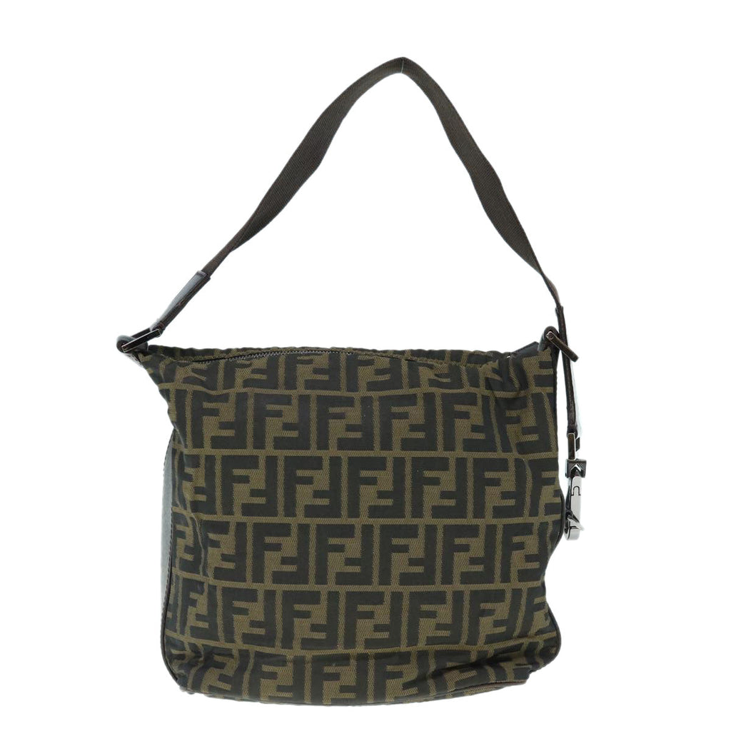FENDI Zucca Canvas Shoulder Bag Black Brownbs11305