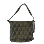 FENDI Zucca Canvas Shoulder Bag Black Brownbs11305