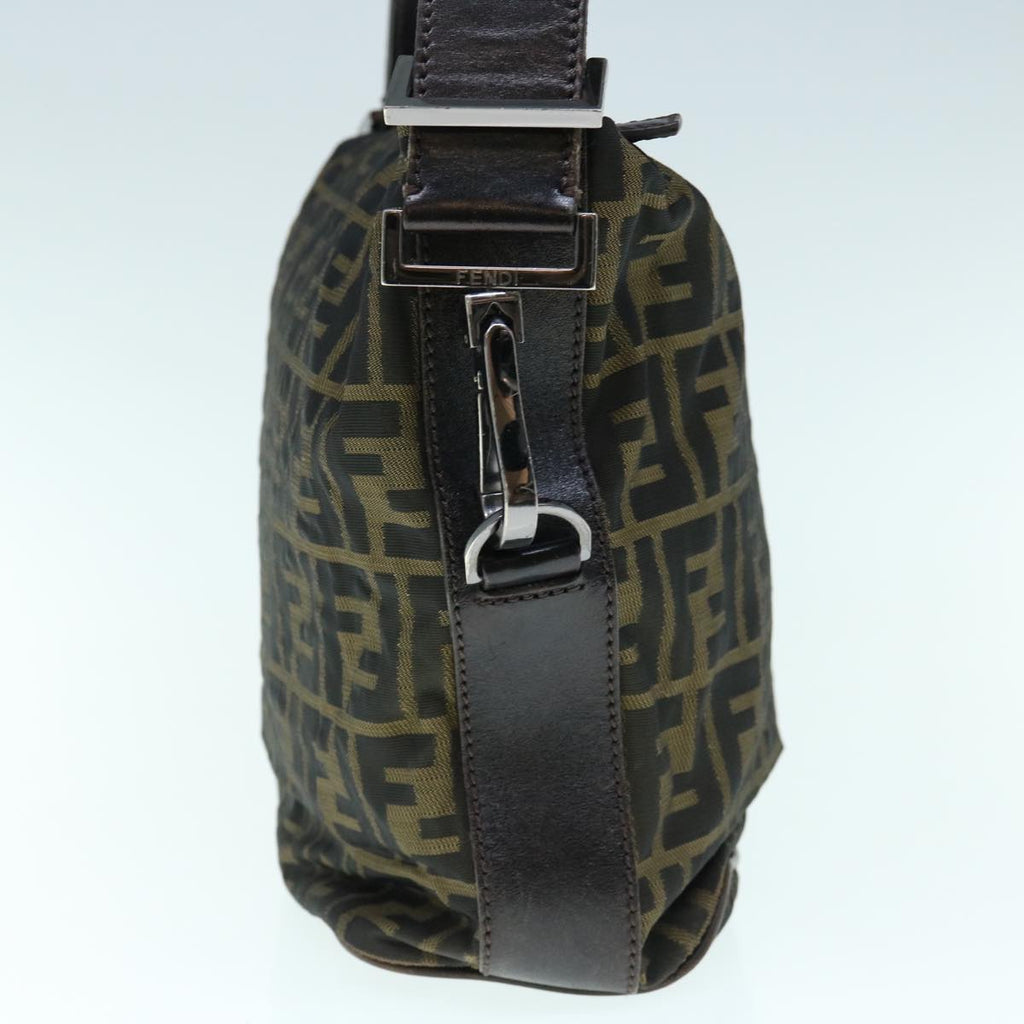 FENDI Zucca Canvas Shoulder Bag Black Brownbs11305