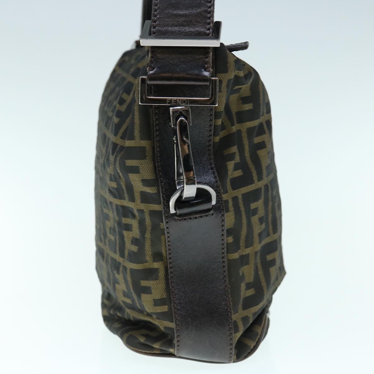 FENDI Zucca Canvas Shoulder Bag Black Brownbs11305