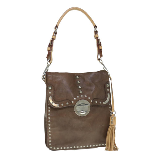 PRADA Shoulder Bag Leather Brown  bs11385