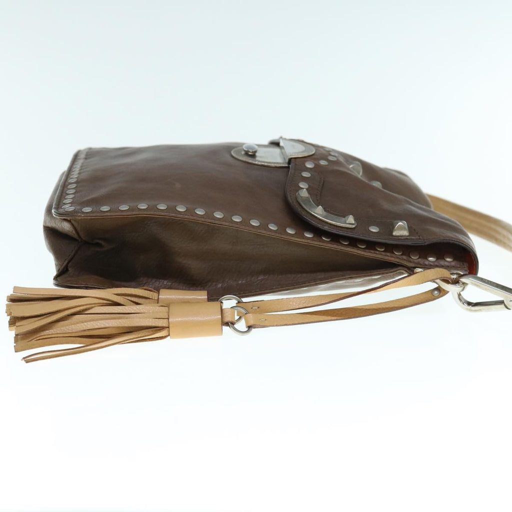 PRADA Shoulder Bag Leather Brown  bs11385