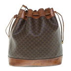 CELINE Macadam Canvas Shoulder Bag PVC Leather Brown  11386