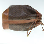 CELINE Macadam Canvas Shoulder Bag PVC Leather Brown  11386