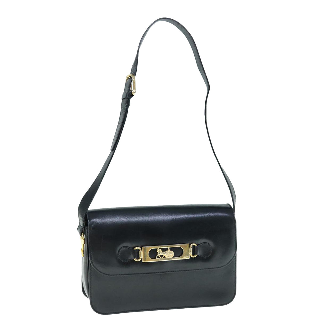 CELINE Shoulder Bag Leather Black  11462