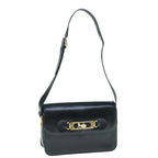 CELINE Shoulder Bag Leather Black  11462