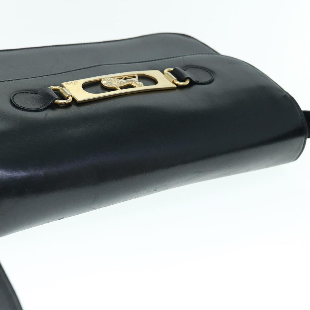 CELINE Shoulder Bag Leather Black  11462