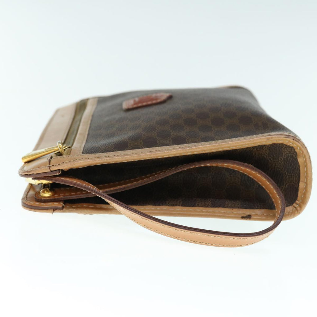 CELINE Macadam Canvas Clutch Bag PVC Leather Brown  11465