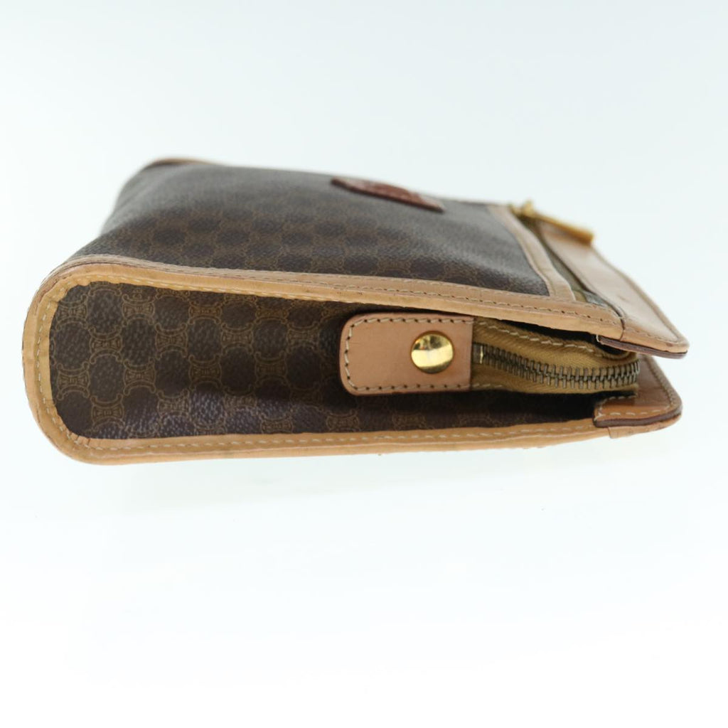 CELINE Macadam Canvas Clutch Bag PVC Leather Brown  11465