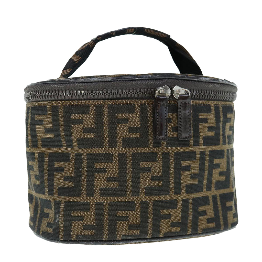 FENDI Zucca Canvas Vanity Pouch Brown Blackbs11466