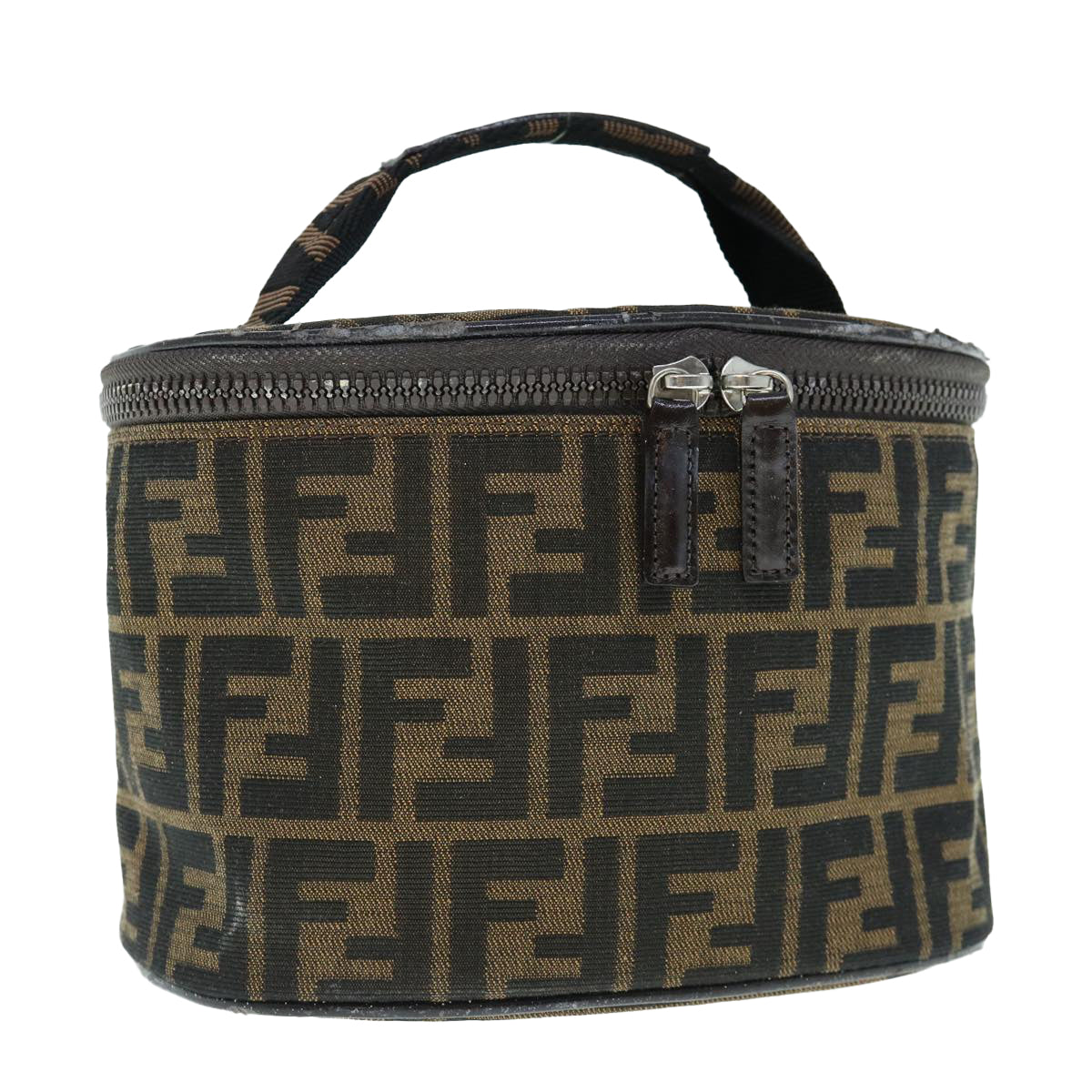 FENDI Zucca Canvas Vanity Pouch Brown Blackbs11466
