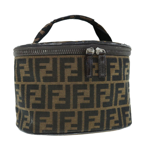 FENDI Zucca Canvas Vanity Pouch Brown Blackbs11466