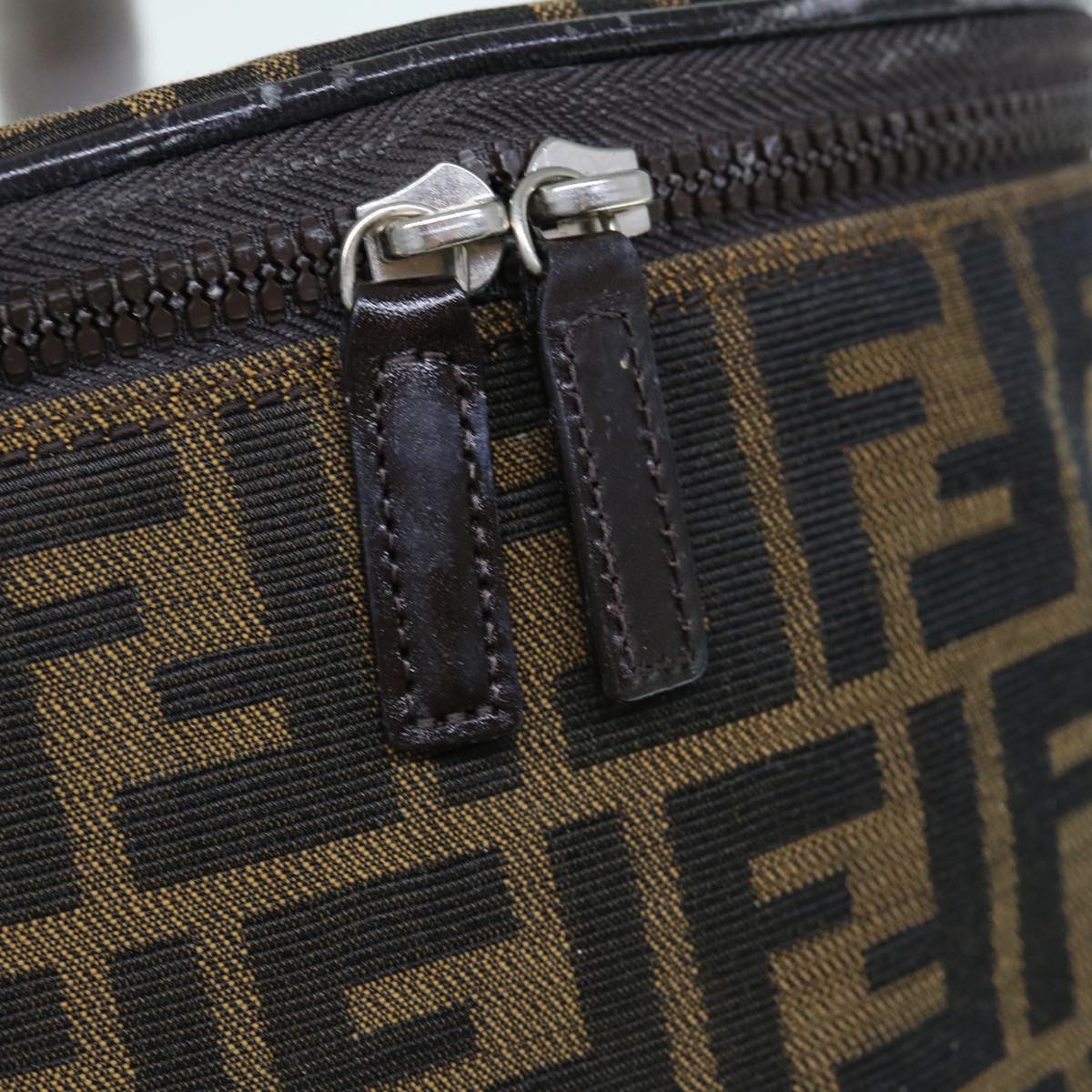 FENDI Zucca Canvas Vanity Pouch Brown Blackbs11466