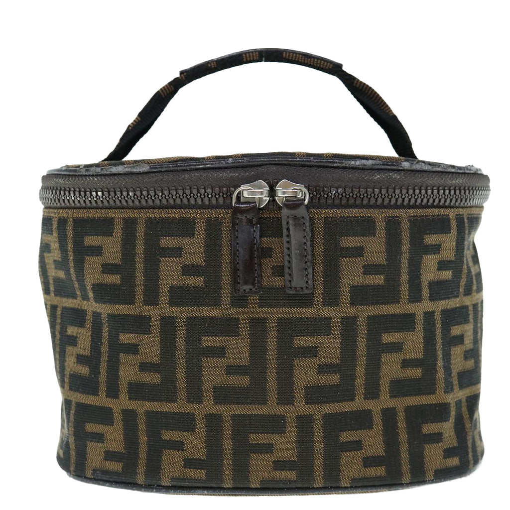 FENDI Zucca Canvas Vanity Pouch Brown Blackbs11466