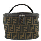 FENDI Zucca Canvas Vanity Pouch Brown Blackbs11466