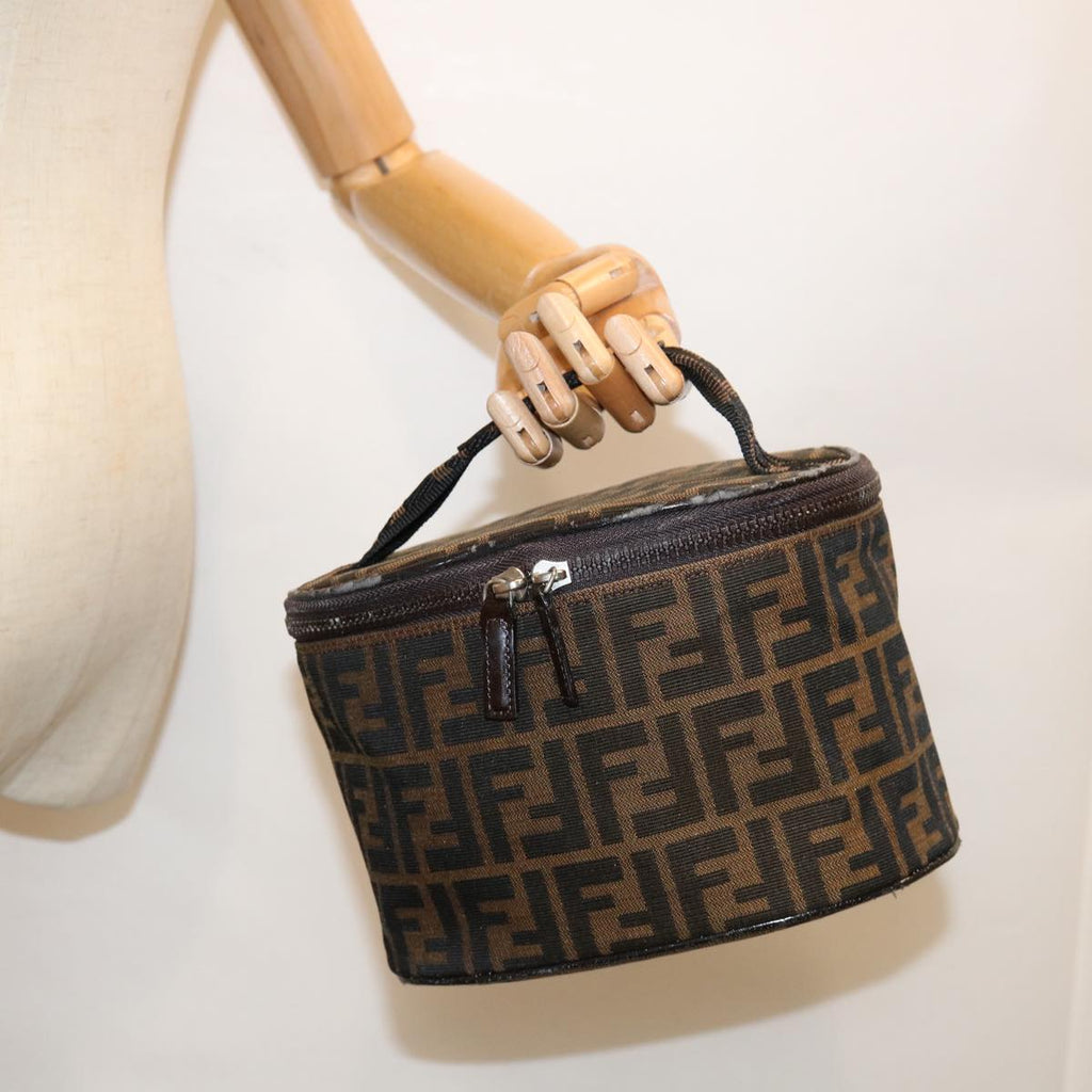 FENDI Zucca Canvas Vanity Pouch Brown Blackbs11466