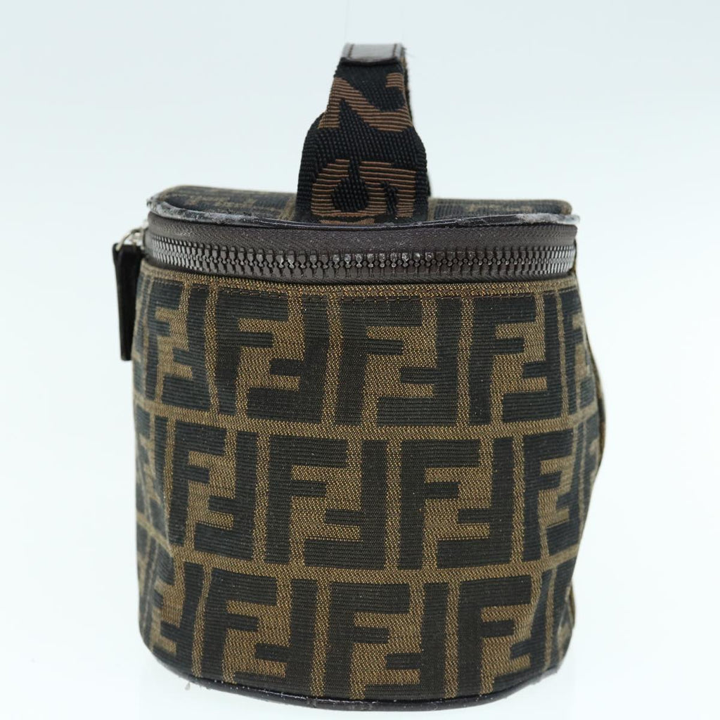 FENDI Zucca Canvas Vanity Pouch Brown Blackbs11466
