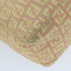 FENDI Zucchino Canvas Shoulder Bag Gold Tonebs11478