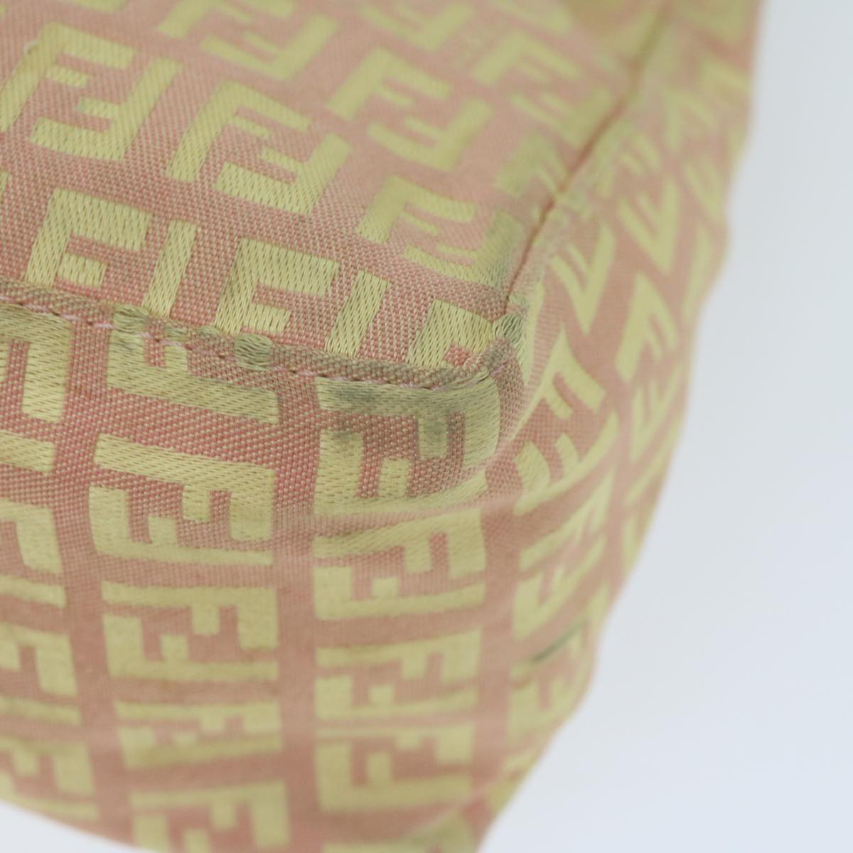 FENDI Zucchino Canvas Shoulder Bag Gold Tonebs11478