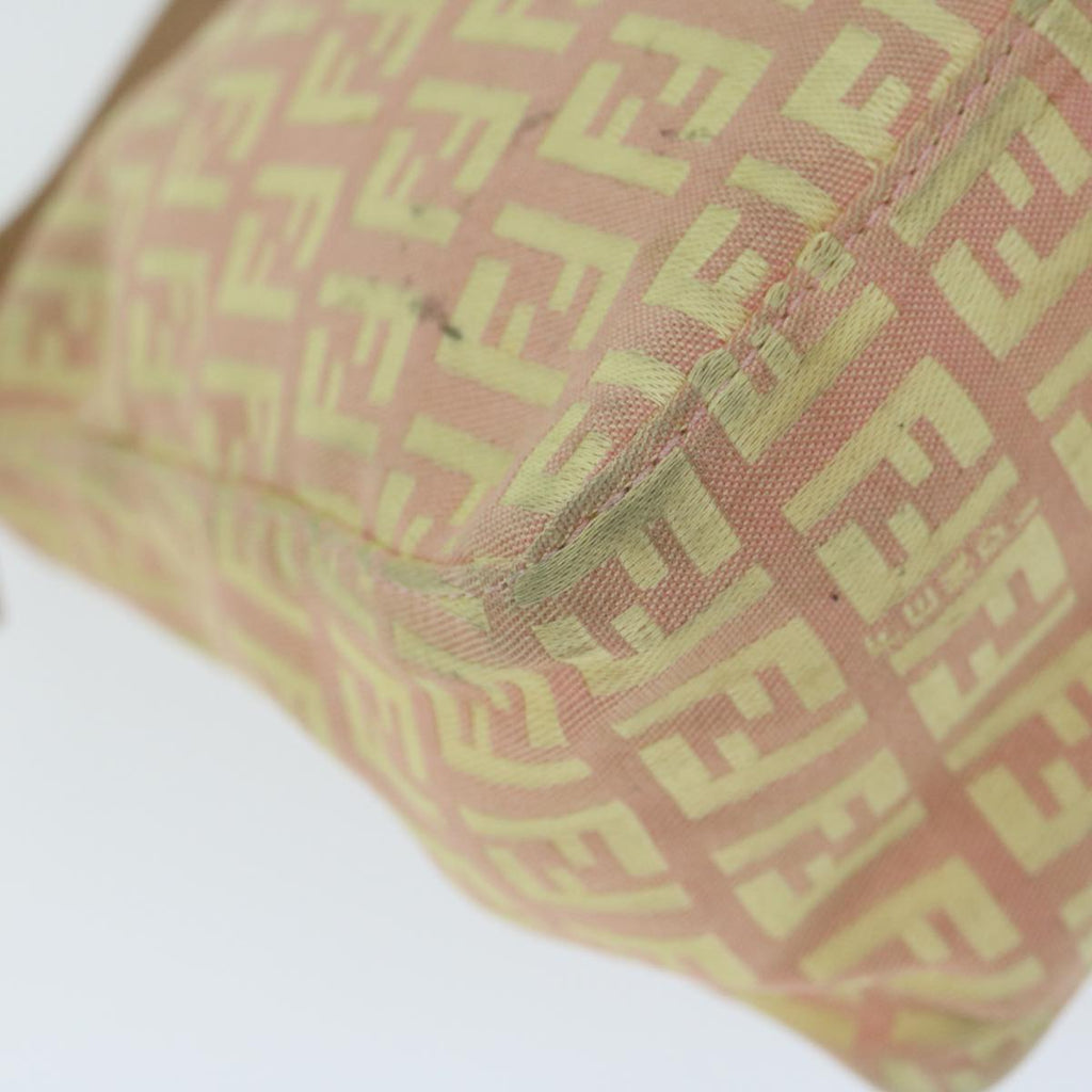 FENDI Zucchino Canvas Shoulder Bag Gold Tonebs11478