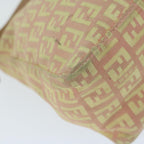 FENDI Zucchino Canvas Shoulder Bag Gold Tonebs11478