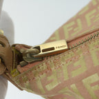 FENDI Zucchino Canvas Shoulder Bag Gold Tonebs11478