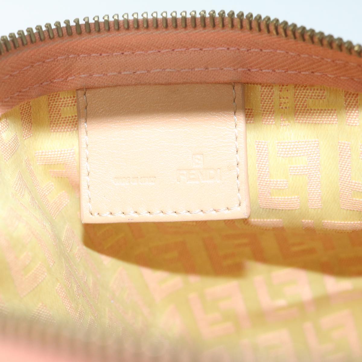 FENDI Zucchino Canvas Shoulder Bag Gold Tonebs11478