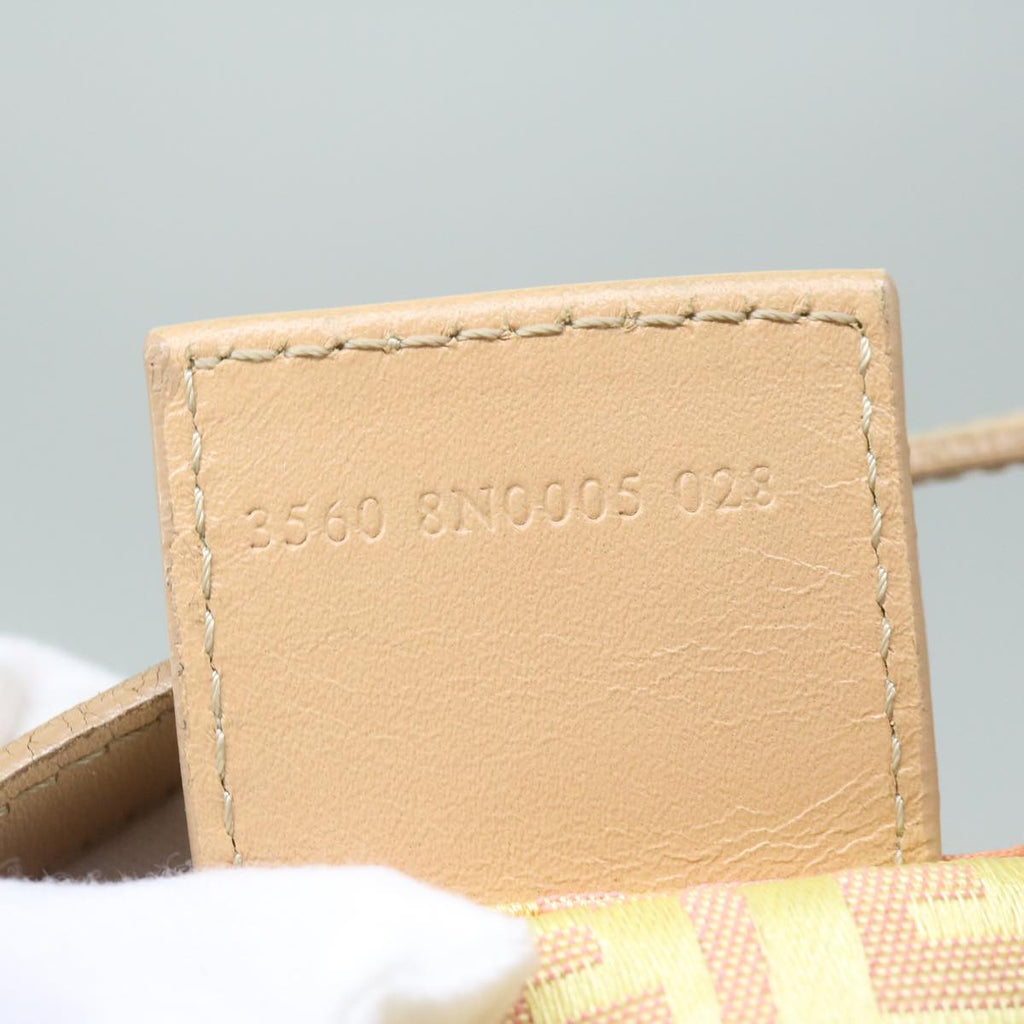 FENDI Zucchino Canvas Shoulder Bag Gold Tonebs11478