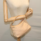 FENDI Zucchino Canvas Shoulder Bag Gold Tonebs11478