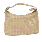 FENDI Zucchino Canvas Shoulder Bag Gold Tonebs11478