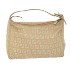 FENDI Zucchino Canvas Shoulder Bag Gold Tonebs11478
