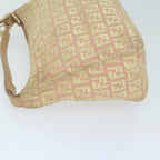 FENDI Zucchino Canvas Shoulder Bag Gold Tonebs11478