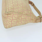 FENDI Zucchino Canvas Shoulder Bag Gold Tonebs11478