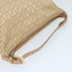 FENDI Zucchino Canvas Shoulder Bag Gold Tonebs11478