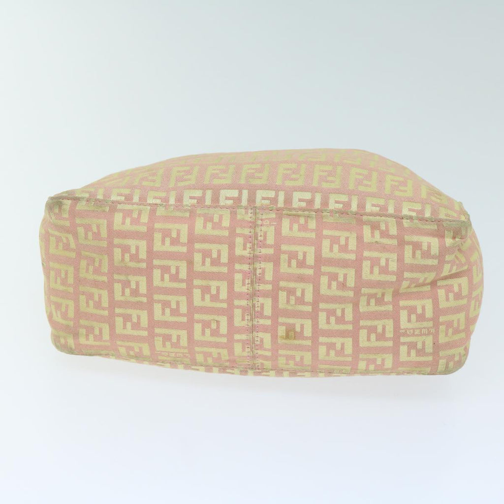 FENDI Zucchino Canvas Shoulder Bag Gold Tonebs11478