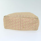 FENDI Zucchino Canvas Shoulder Bag Gold Tonebs11478