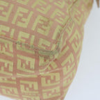 FENDI Zucchino Canvas Shoulder Bag Gold Tonebs11478