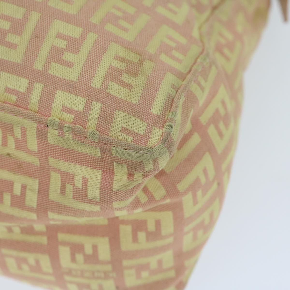 FENDI Zucchino Canvas Shoulder Bag Gold Tonebs11478