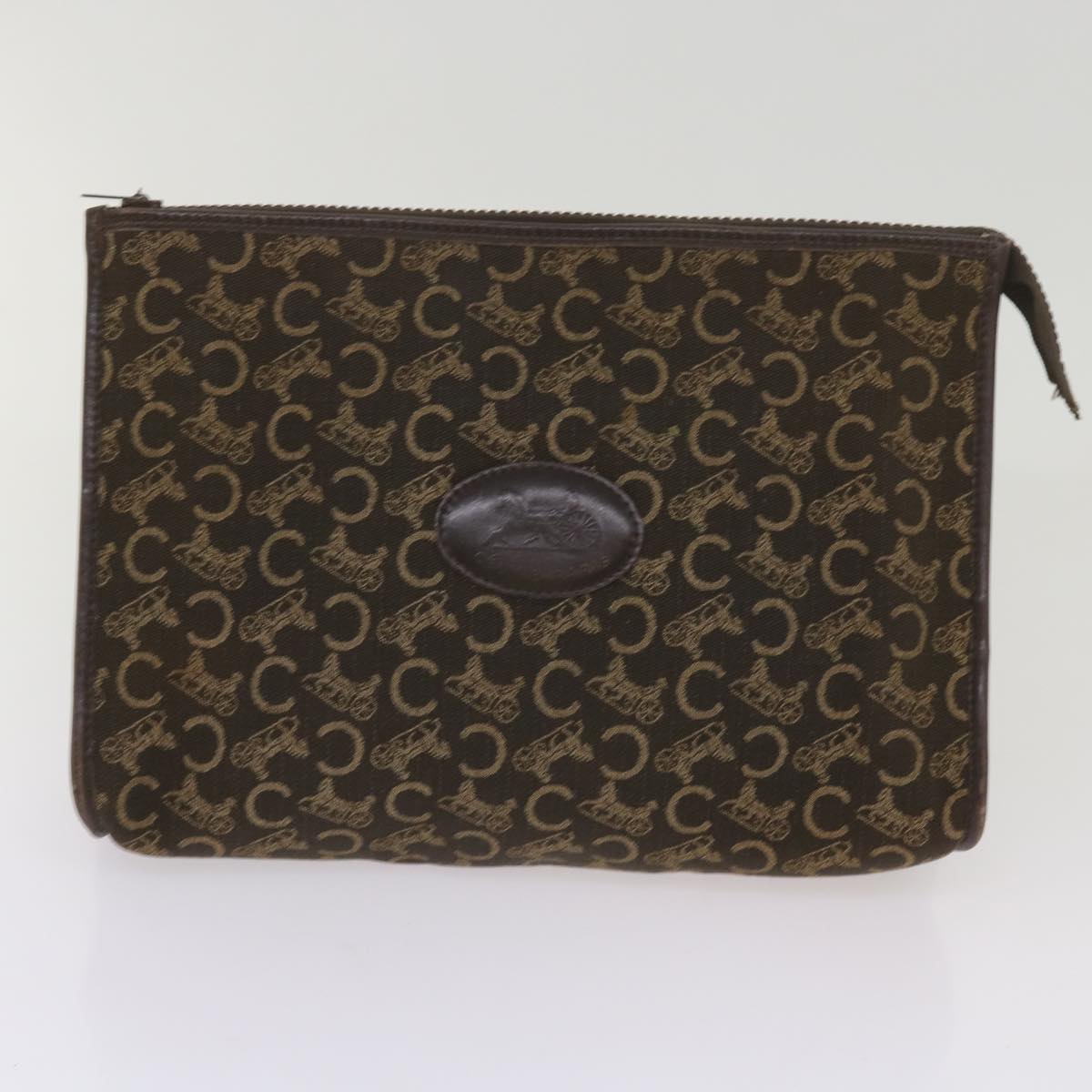 CELINE Macadam Canvas Clutch Bag 3Set Brown Beige black  11618