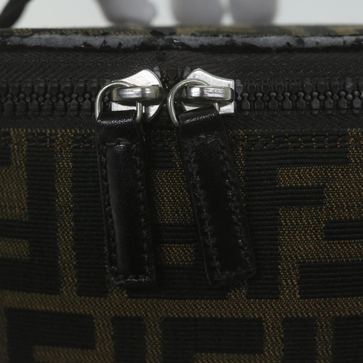 FENDI Zucca Canvas Vanity Pouch Brown Blackbs11627