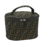 FENDI Zucca Canvas Vanity Pouch Brown Blackbs11627