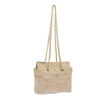 PRADA Quilted Chain Shoulder Bag Nylon Beige Gold  bs11645