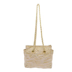 PRADA Quilted Chain Shoulder Bag Nylon Beige Gold  bs11645