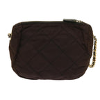 PRADA Quilted Chain Shoulder Bag Nylon Brown  bs11646