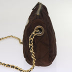 PRADA Quilted Chain Shoulder Bag Nylon Brown  bs11646