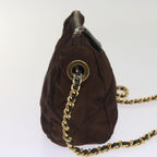 PRADA Quilted Chain Shoulder Bag Nylon Brown  bs11646